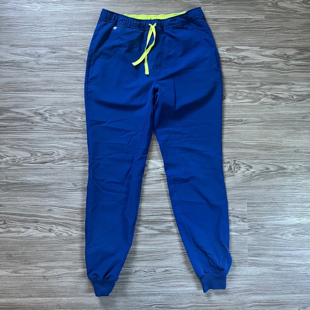 Figs Zamora Jogger Scrub Pants Mens Small Royal Blue Neon Lime M21SW2053
